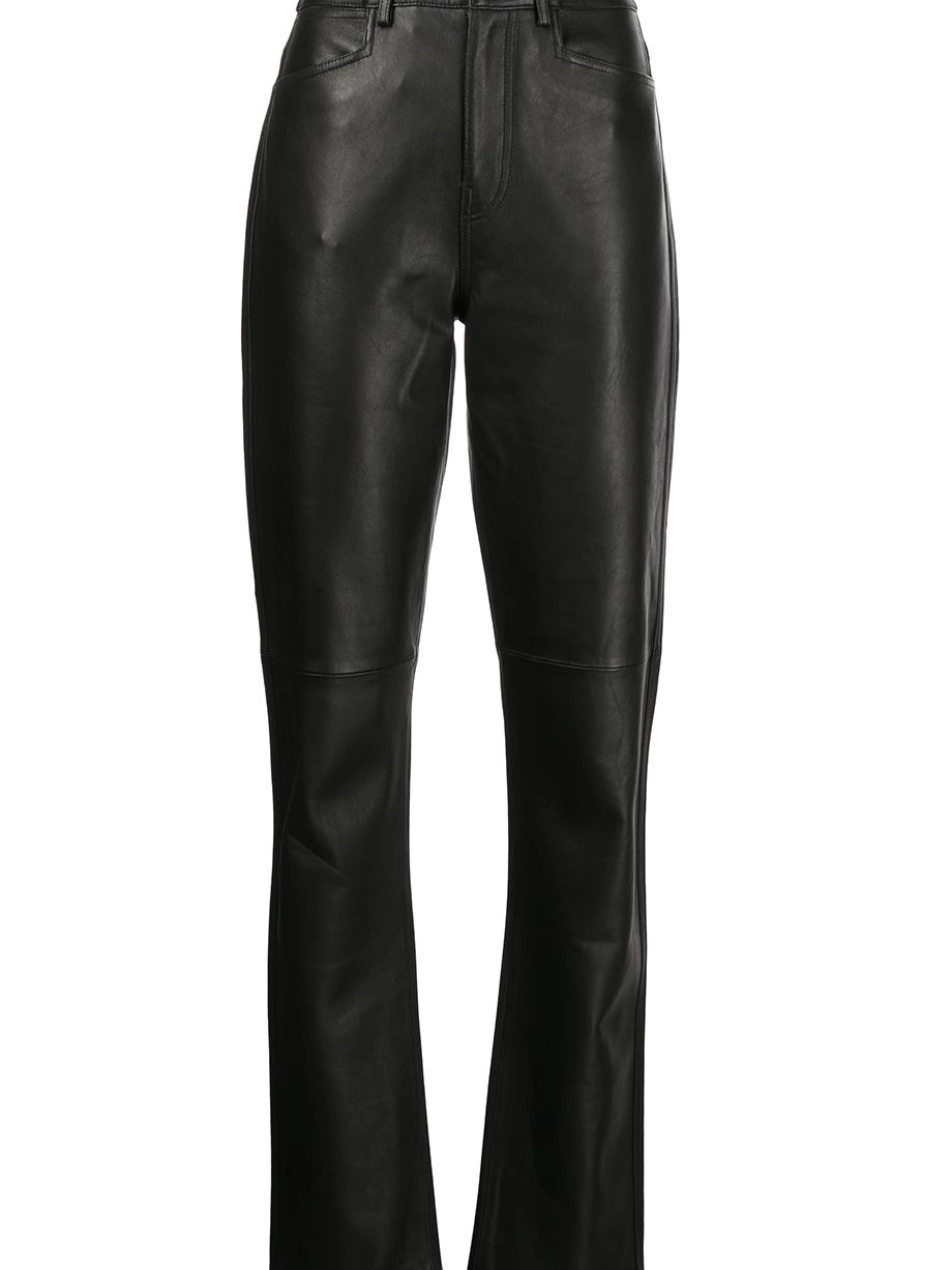 Cheap straight-leg Women leather Versace trousers 0630